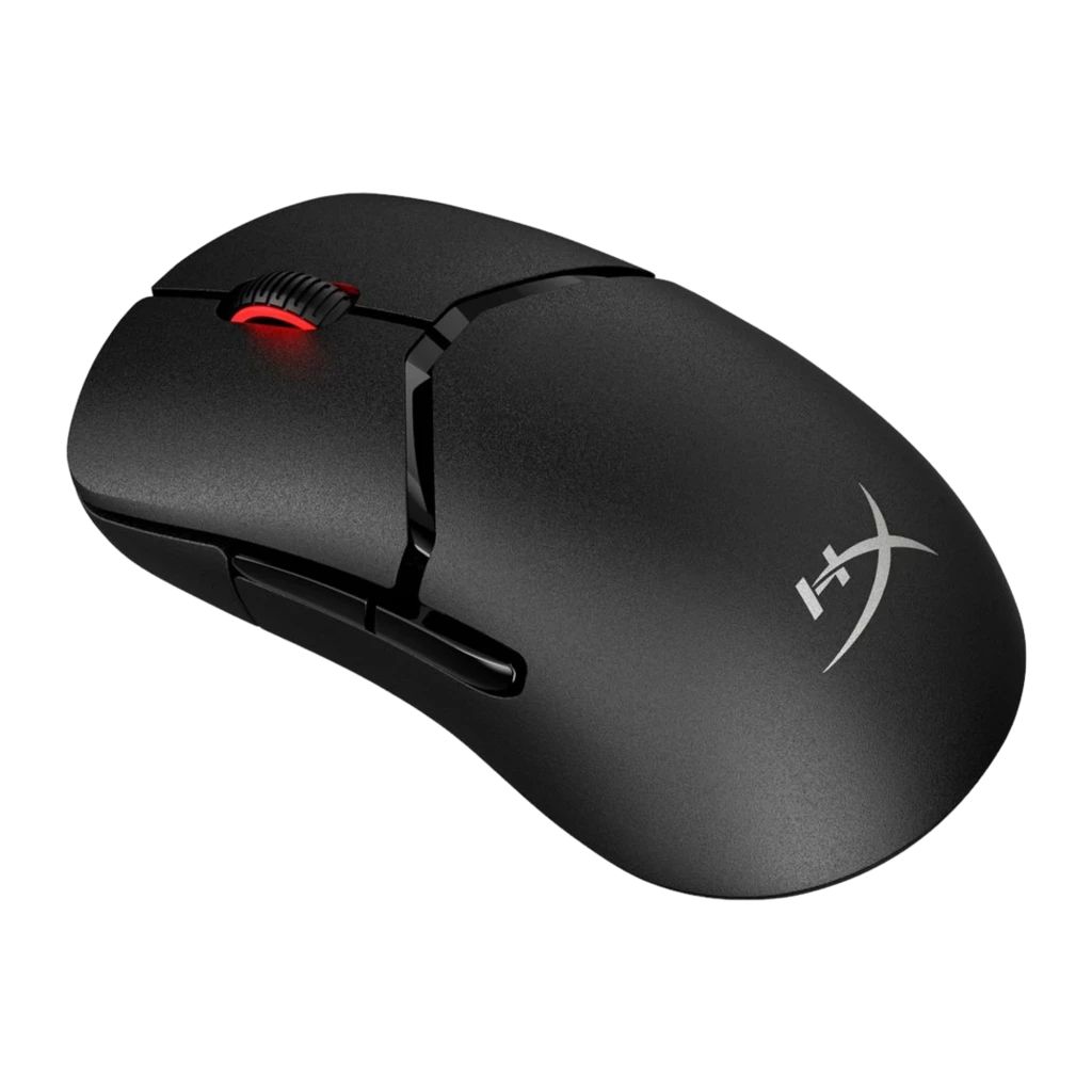 HyperX Pulsefire Saga Pro preto, vista superior: superfície texturizada, roda de scroll e logótipo HyperX na base - Item1