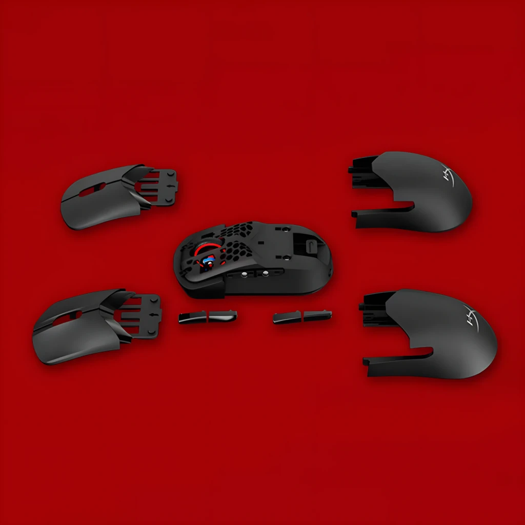 HyperX Pulsefire Saga Pro preto, vista superior: superfície texturizada, roda de scroll e logótipo HyperX na base - Item3