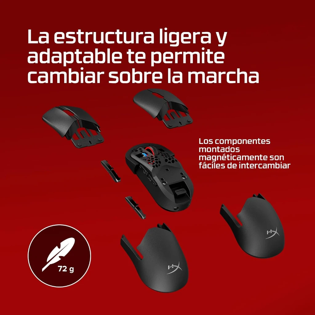 HyperX Pulsefire Saga Pro preto, vista superior: superfície texturizada, roda de scroll e logótipo HyperX na base - Item6
