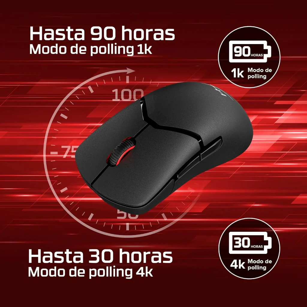 HyperX Pulsefire Saga Pro preto, vista superior: superfície texturizada, roda de scroll e logótipo HyperX na base - Item5