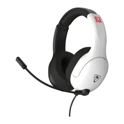 Turtle Beach Casque Airlite Fit noir et blanc, vue latérale: arceau, coussinets noirs, micro flexible et logo Nintendo Switch