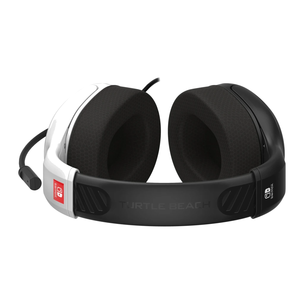 Turtle Beach Auriculares Airlite Fit negro y blanco, vista lateral: diadema, almohadillas negras, micrófono flexible y logo - Ítem2