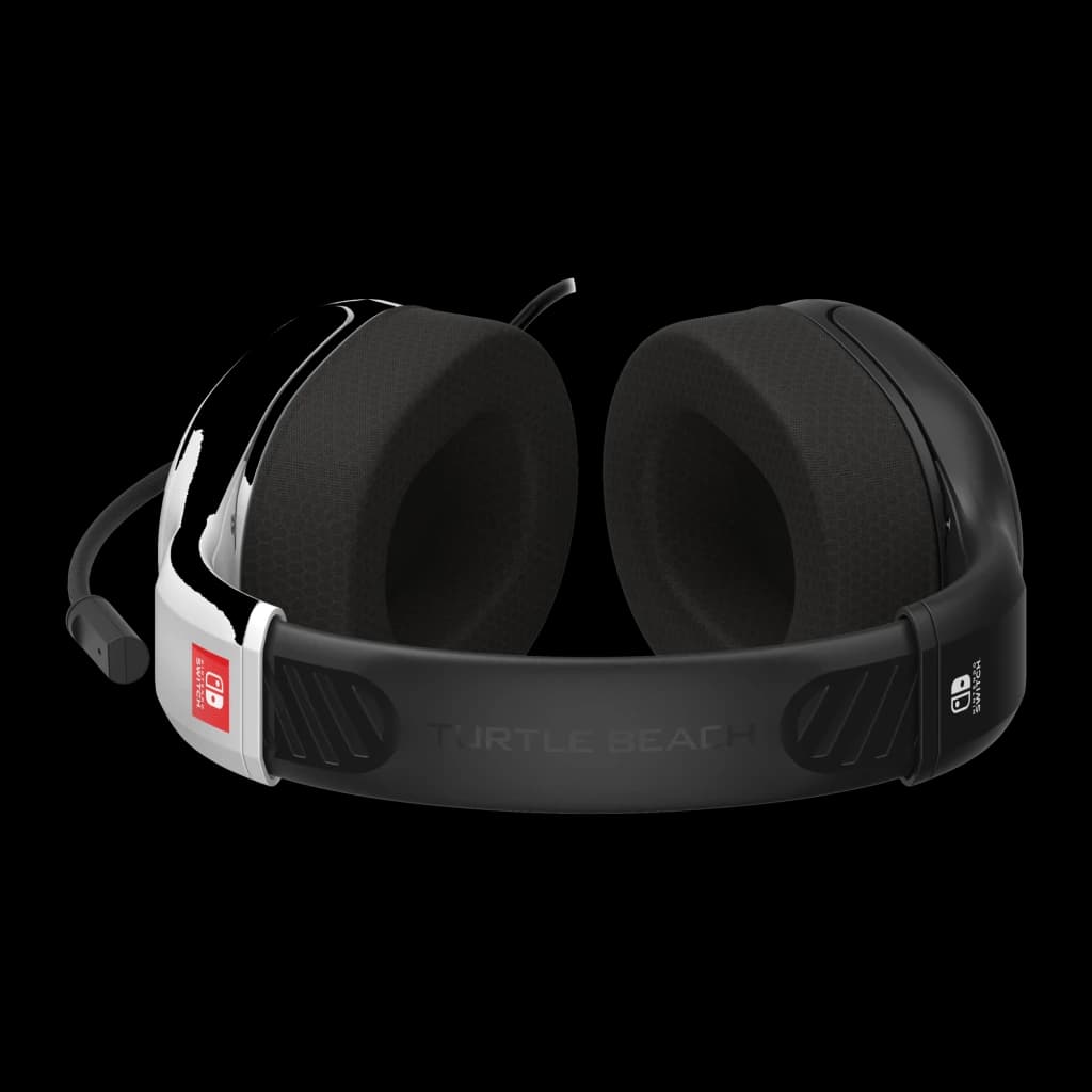 Turtle Beach Airlite Fit noir, vue arrière inférieure: serre-tête avec logo Turtle Beach, logos Nintendo Switch et