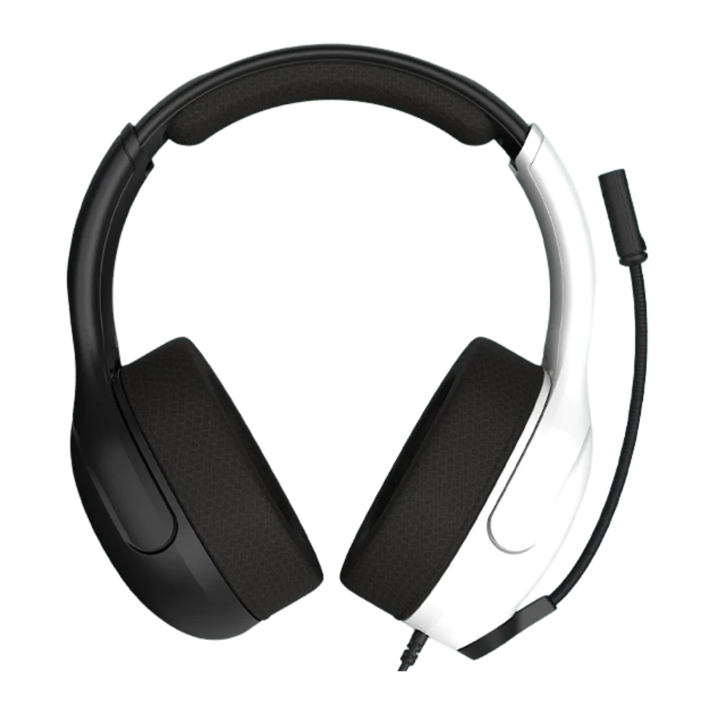 Turtle Beach Auriculares Airlite Fit negro y blanco, vista lateral: diadema, almohadillas negras, micrófono flexible y logo - Ítem3