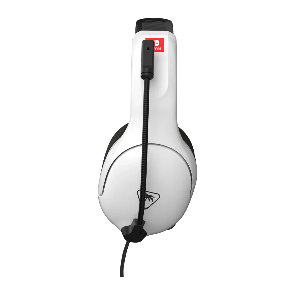 Turtle Beach Auriculares Airlite Fit negro y blanco, vista lateral: diadema, almohadillas negras, micrófono flexible y logo - Ítem4