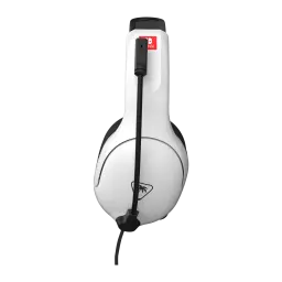 Turtle Beach Airlite Fit noir, vue latérale: casque blanc et noir avec microphone flexible et logo Turtle Beach visible