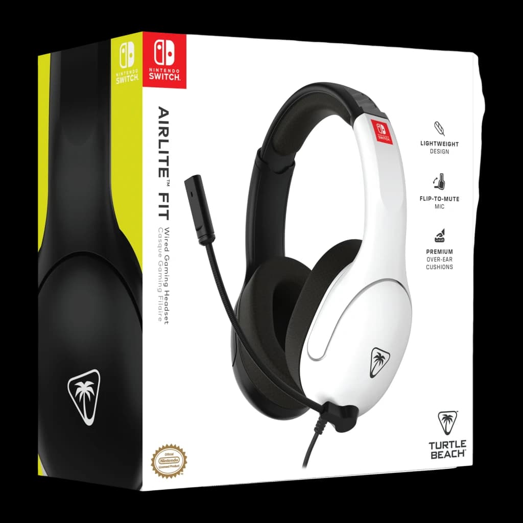 Turtle Beach Airlite Fit noir, boîte: packaging officiel Nintendo Switch avec casque et micro flip-to-mute