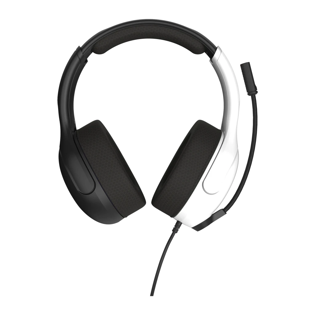Turtle Beach Auriculares Airlite Fit negro y blanco, vista lateral: diadema, almohadillas negras, micrófono flexible y logo - Ítem1