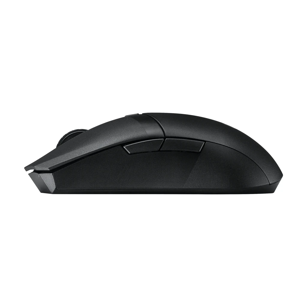 ASUS TUF Gaming M4 Wireless Preto, vista superior: roda texturizada, indicador DPI azul e logótipo TUF em corpo mate - Item4