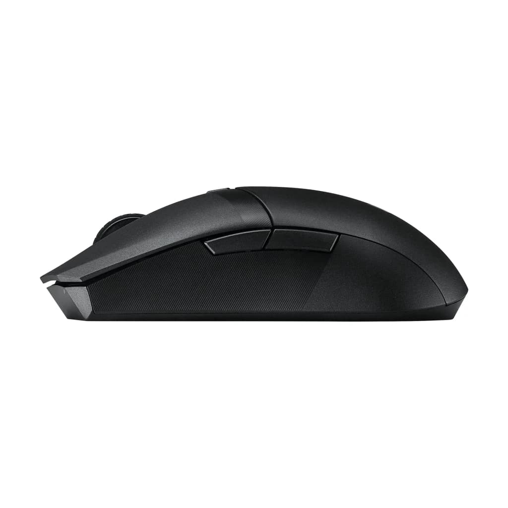 ASUS TUF Gaming M4 Wireless Noir, vue latérale: profil droit avec texture et boutons latéraux visibles