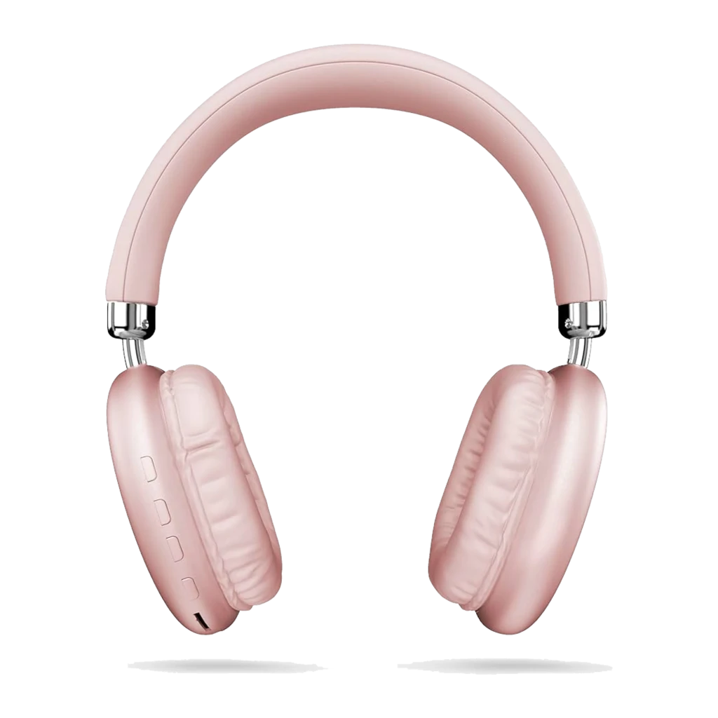 Energy Sistem Auriculares Style Rosa, vista frontal 3/4: almohadillas acolchadas, letra R y arco con detalles plateados - Ítem1