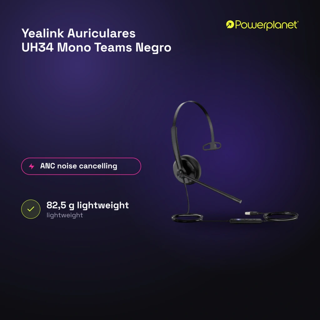 Yealink Auriculares UH34 Mono Teams Negro - características
