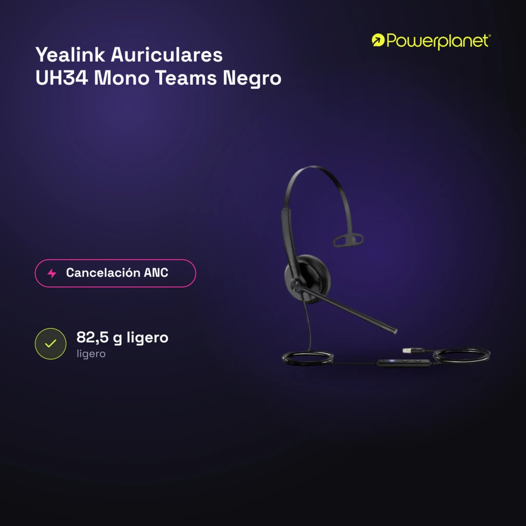 Yealink Auriculares UH34 Mono Teams Negro - características