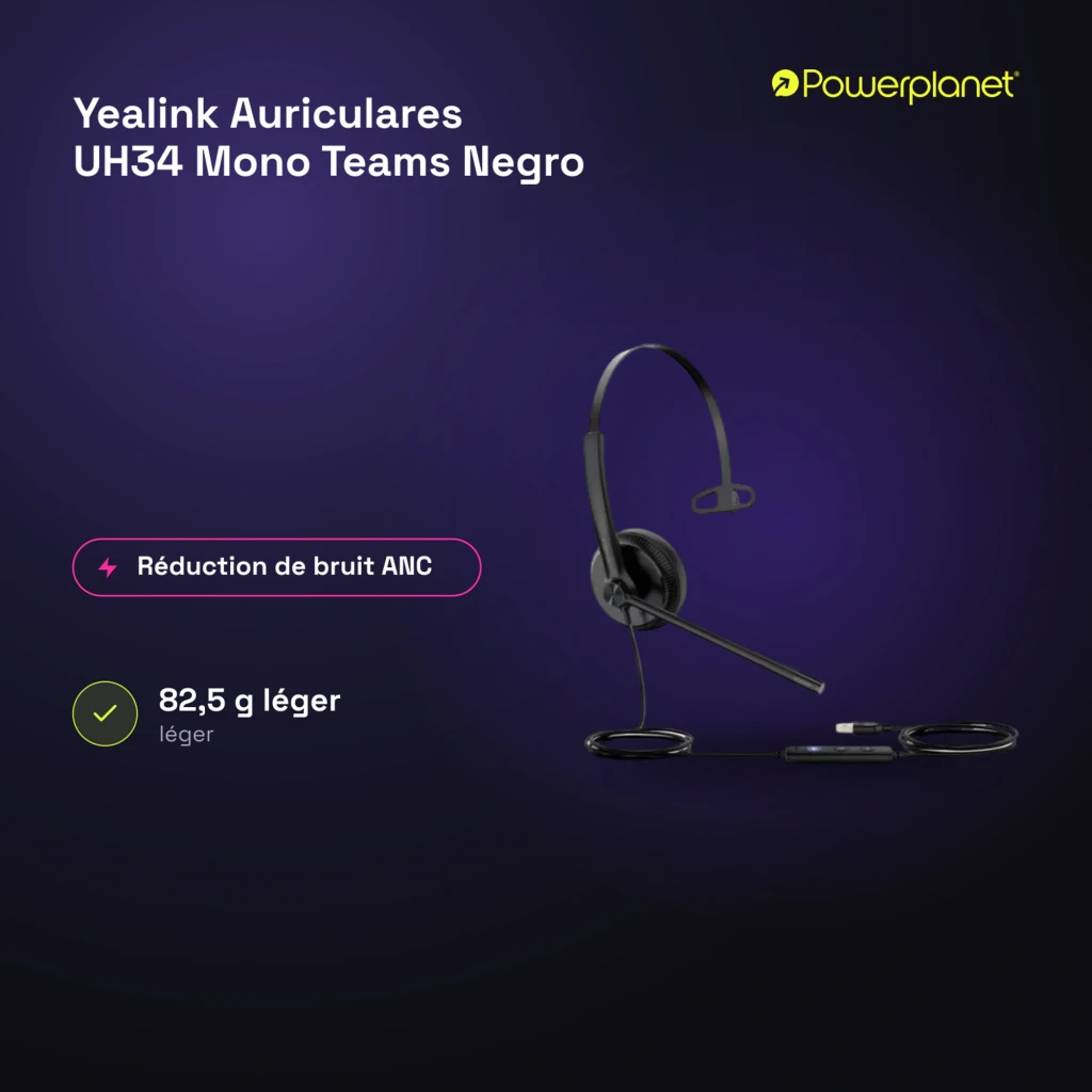Yealink Auriculares UH34 Mono Teams Negro - características