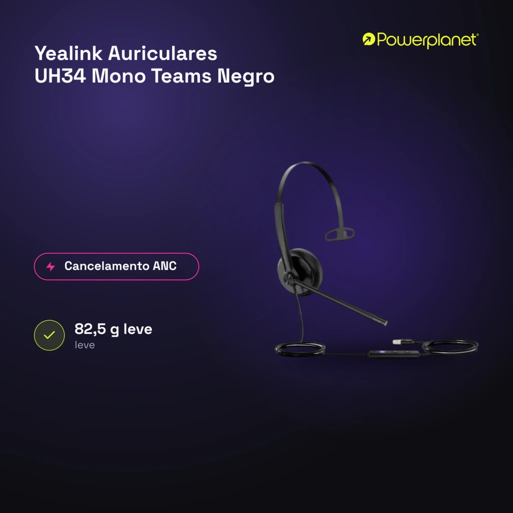 Yealink Auriculares UH34 Mono Teams Negro - características