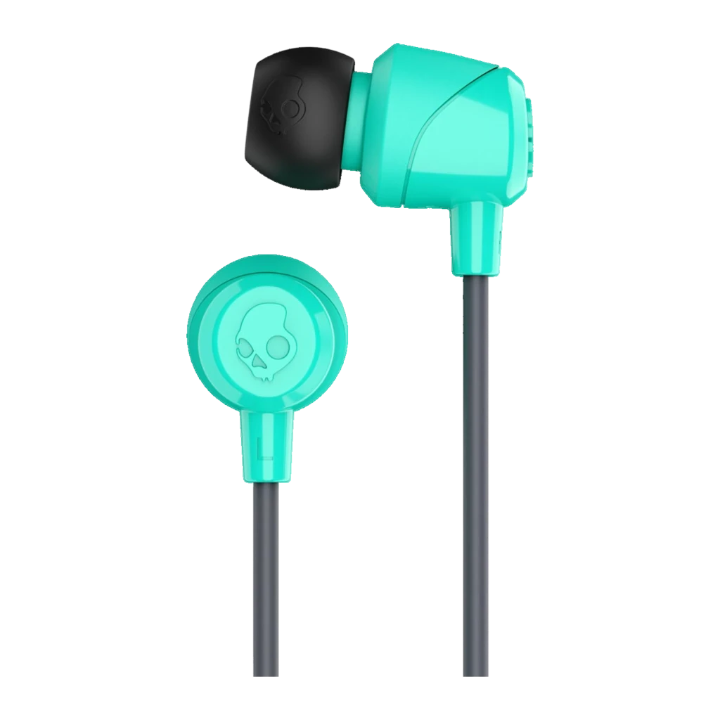 Skullcandy Jib Wired negro, vista detalle: auriculares in-ear turquesa con mando en cable y jack 3.5mm dorado - Ítem3