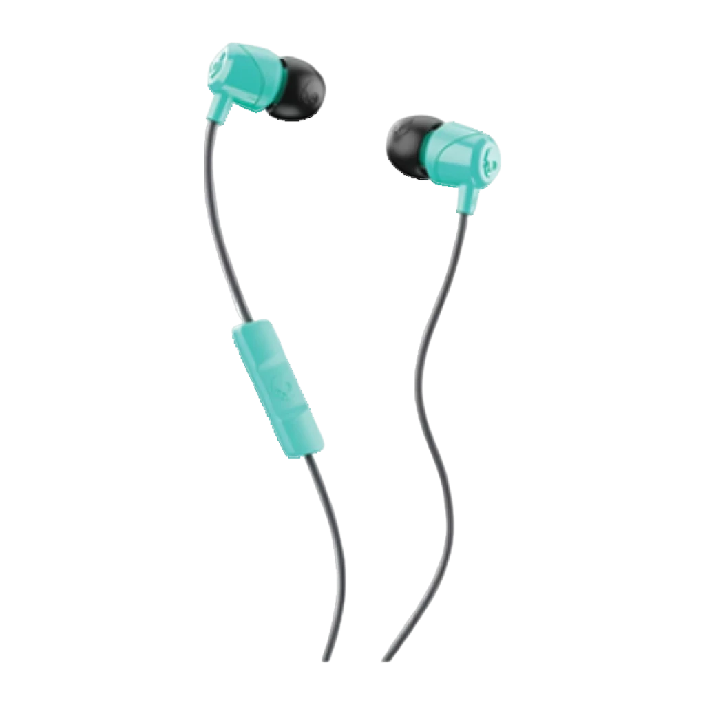 Skullcandy Jib Wired negro, vista detalle: auriculares in-ear turquesa con mando en cable y jack 3.5mm dorado - Ítem4