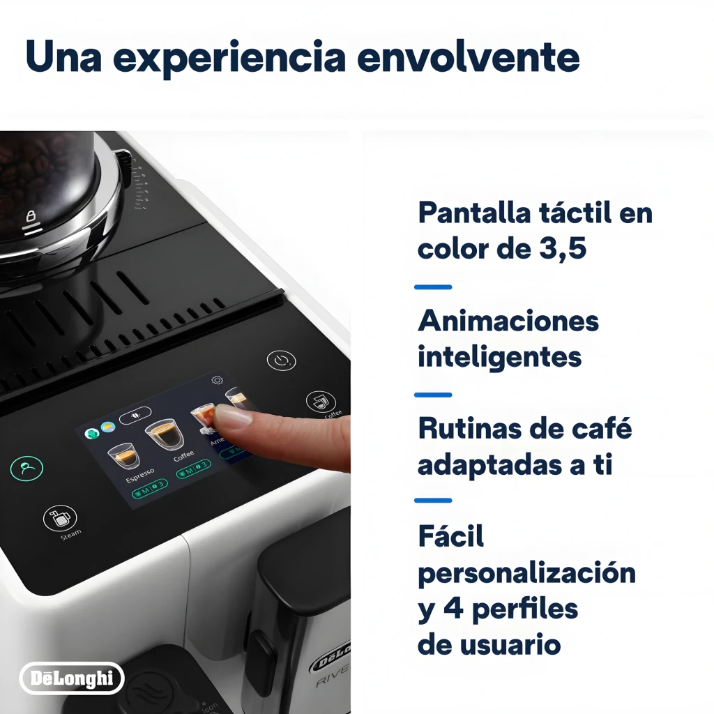De'Longhi Rivelia EXAM440.35B Branco, vista frontal: máquina com espresso e latte, recipiente extra de grãos - Item9