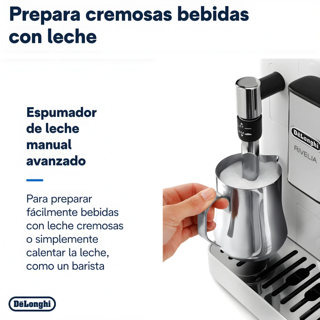 De'Longhi Rivelia EXAM440.35B Branco, vista frontal: máquina com espresso e latte, recipiente extra de grãos - Item8