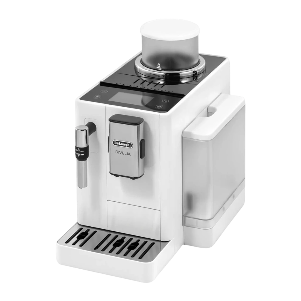 De'Longhi Rivelia EXAM440.35B Branco, vista frontal: máquina com espresso e latte, recipiente extra de grãos - Item1