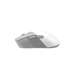 ASUS ROG Gladius III Wireless AimPoint Blanc, vue latérale: profil droit avec texture striée grise et boutons latéraux