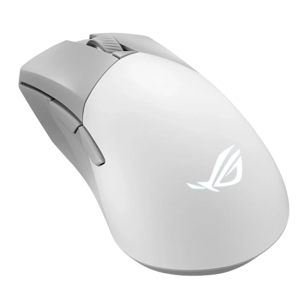ASUS ROG Gladius III Wireless AimPoint branco, vista superior: roda de scroll texturizada e botões principais visíveis - Item1