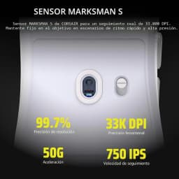 Corsair Sabre Pro V2 Ultralight Wireless negro, base: sensor Marksman S 33K DPI, 99.7% precisión, 50G, 750 IPS