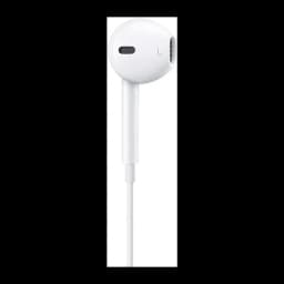 Apple EarPods USB-C Blanco, detalle auricular izquierdo: cápsula blanca con rejilla, micrófono y cable