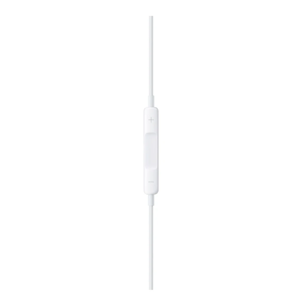 Apple EarPods USB-C Blanc, vue de face: les deux écouteurs et connecteur USB-C visibles sur fond noir - Ítem4
