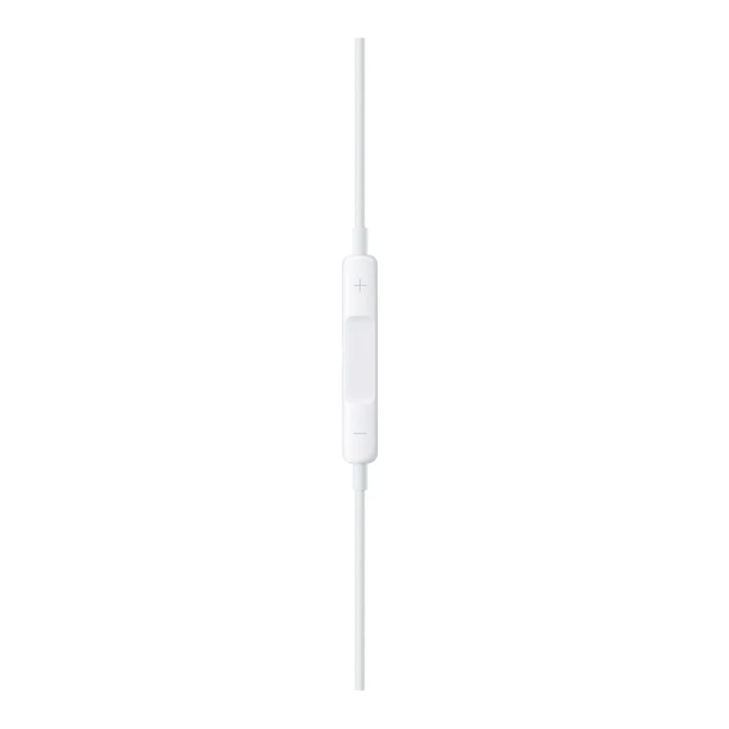 Apple EarPods USB-C Blanco, detalle mando: control remoto inline blanco con botones de volumen + y -