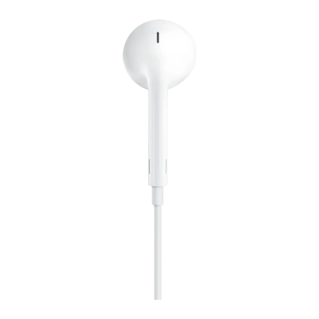 Apple EarPods USB-C Blanc, vue de face: les deux écouteurs et connecteur USB-C visibles sur fond noir - Ítem5
