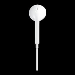Apple EarPods USB-C Blanco, vista frontal: auricular individual blanco con botón de control en cable sobre fondo negro