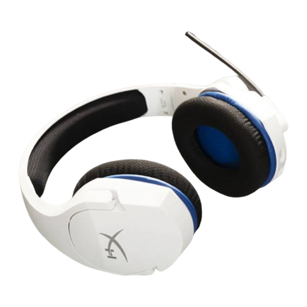 HyperX Cloud Stinger Core Wireless blanc-bleu, vue latérale droite: casque avec micro flexible, coussinets noirs et anneau - Ítem2
