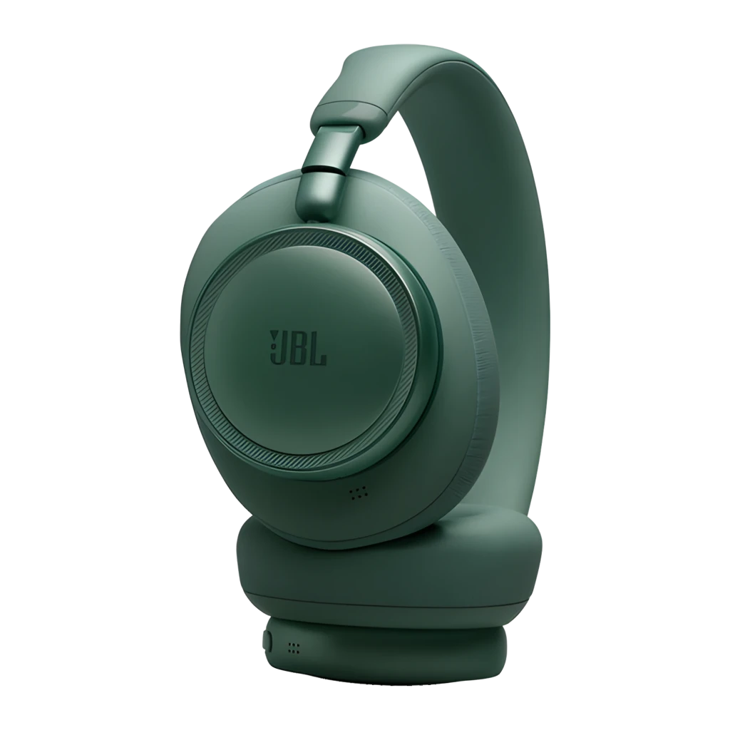 JBL Auriculares Live 780NC Verde, vista en ángulo: almohadillas over-ear, diadema acolchada y logo JBL en copa derecha - Ítem2