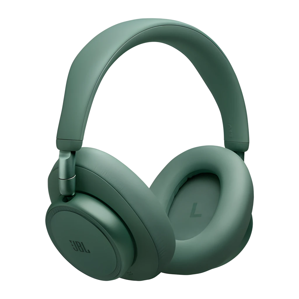 JBL Auriculares Live 780NC Verde, vista en ángulo: almohadillas over-ear, diadema acolchada y logo JBL en copa derecha - Ítem5