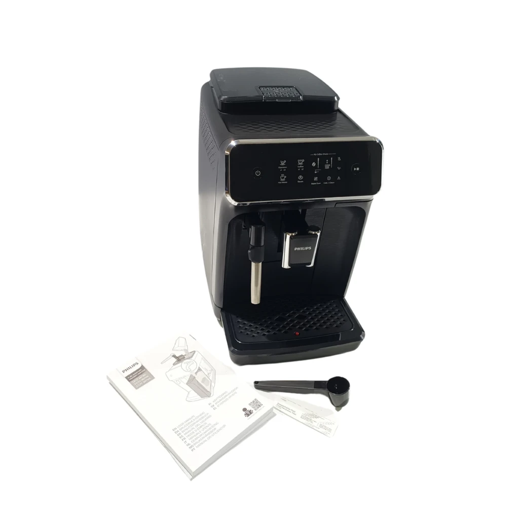 Philips Cafeteira EP2220/10 Série 2200 preto mate, vista lateral esquerda: grelha de ventilação, painel e dois copos sem - Item3