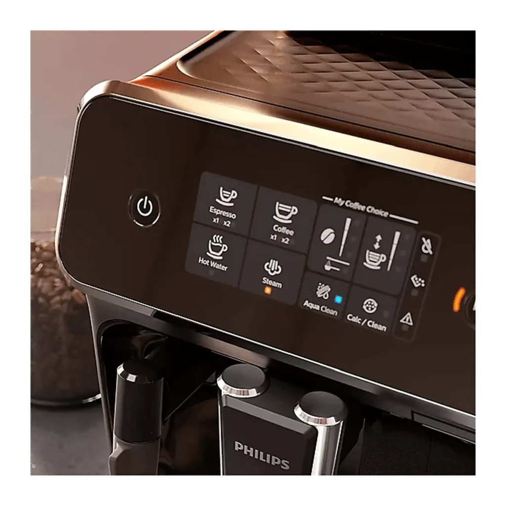 Philips Cafeteira EP2220/10 Série 2200 preto mate, vista lateral esquerda: grelha de ventilação, painel e dois copos sem - Item5