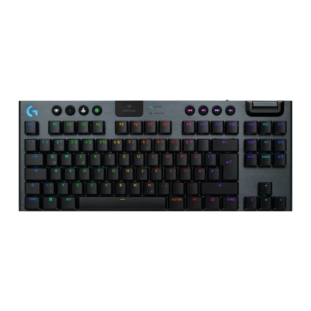 Logitech Teclado G915 TKL Inalámbrico Negro, vista superior: retroiluminación RGB LIGHTSYNC, layout QWERTZ y receptor USB - Ítem2