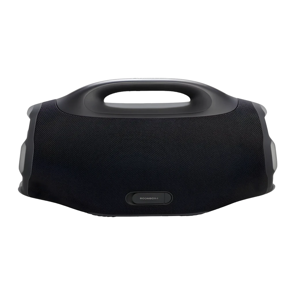 JBL Altifalante portátil Boombox 4 preto, vista frontal: grelha de tecido, logo JBL, pega e botões de controlo superiores - Item6