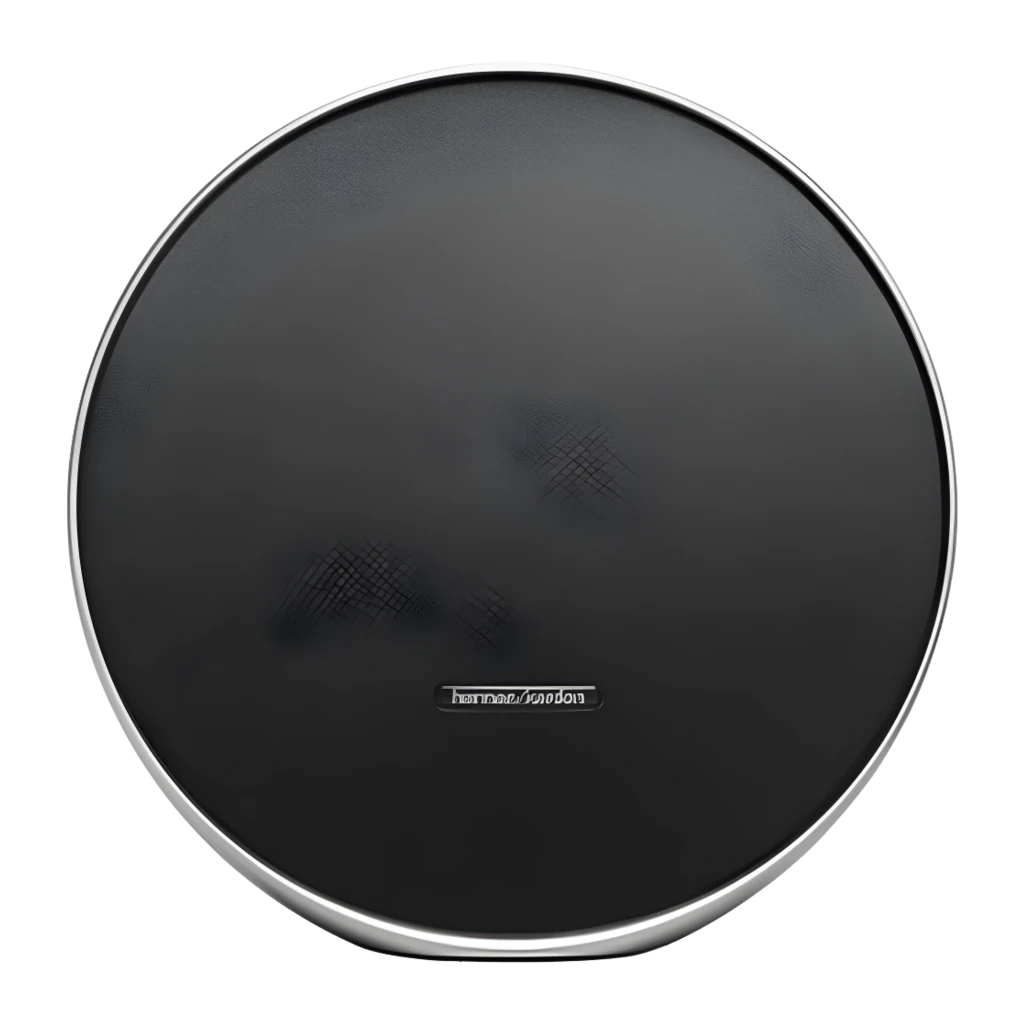 Harman Kardon Onyx Studio 9 negro, vista frontal en ángulo: rejilla de tela negra, marco plateado y logo harman/kardon - Ítem6