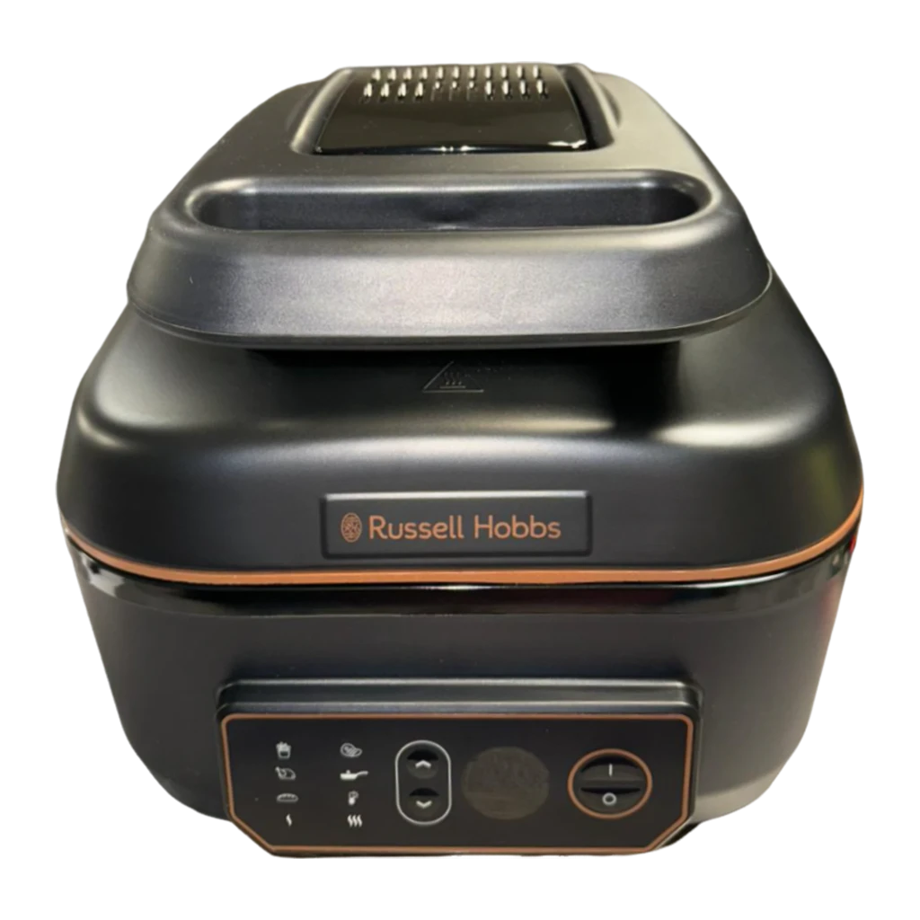 Russell Hobbs SatisFry Air & Grill 26520-56 5,5 L noir, vue avant en angle: panneau digital 230°C et liseré cuivre - Ítem1