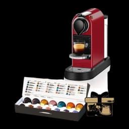Krups Nespresso CitiZ XN7415 rouge, kit: machine à café avec tasse d'espresso et boîte de 14 capsules Nespresso assorties