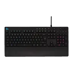 Logitech Teclado G213 Prodigy Gaming Negro, vista superior: retroiluminación RGB multicolor en teclas y reposamanos integrado