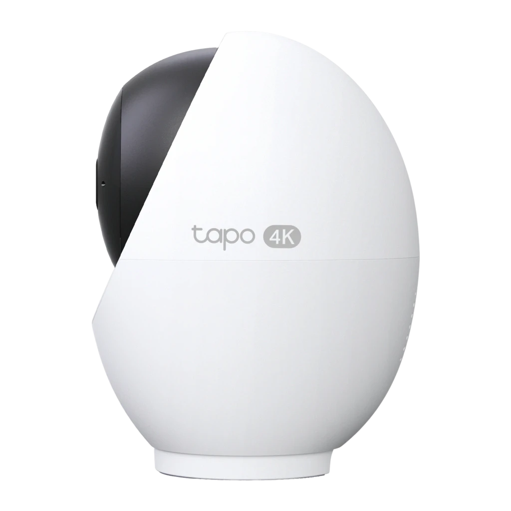 TP-Link Tapo C260 512GB vermelho, vista frontal em ângulo: corpo oval branco, lente grande angular e logo Tapo 4K - Item2