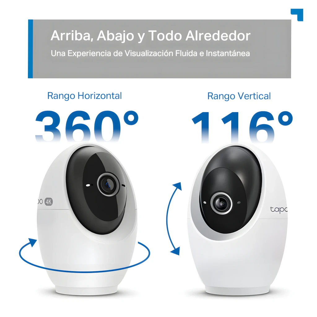 TP-Link Tapo C260 512GB vermelho, vista frontal em ângulo: corpo oval branco, lente grande angular e logo Tapo 4K - Item4