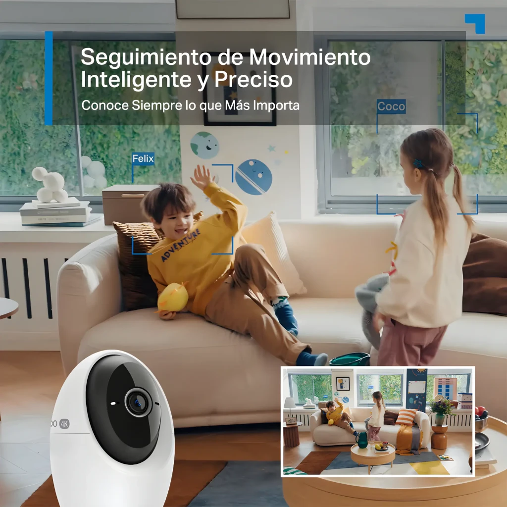 TP-Link Tapo C260 512GB vermelho, vista frontal em ângulo: corpo oval branco, lente grande angular e logo Tapo 4K - Item7