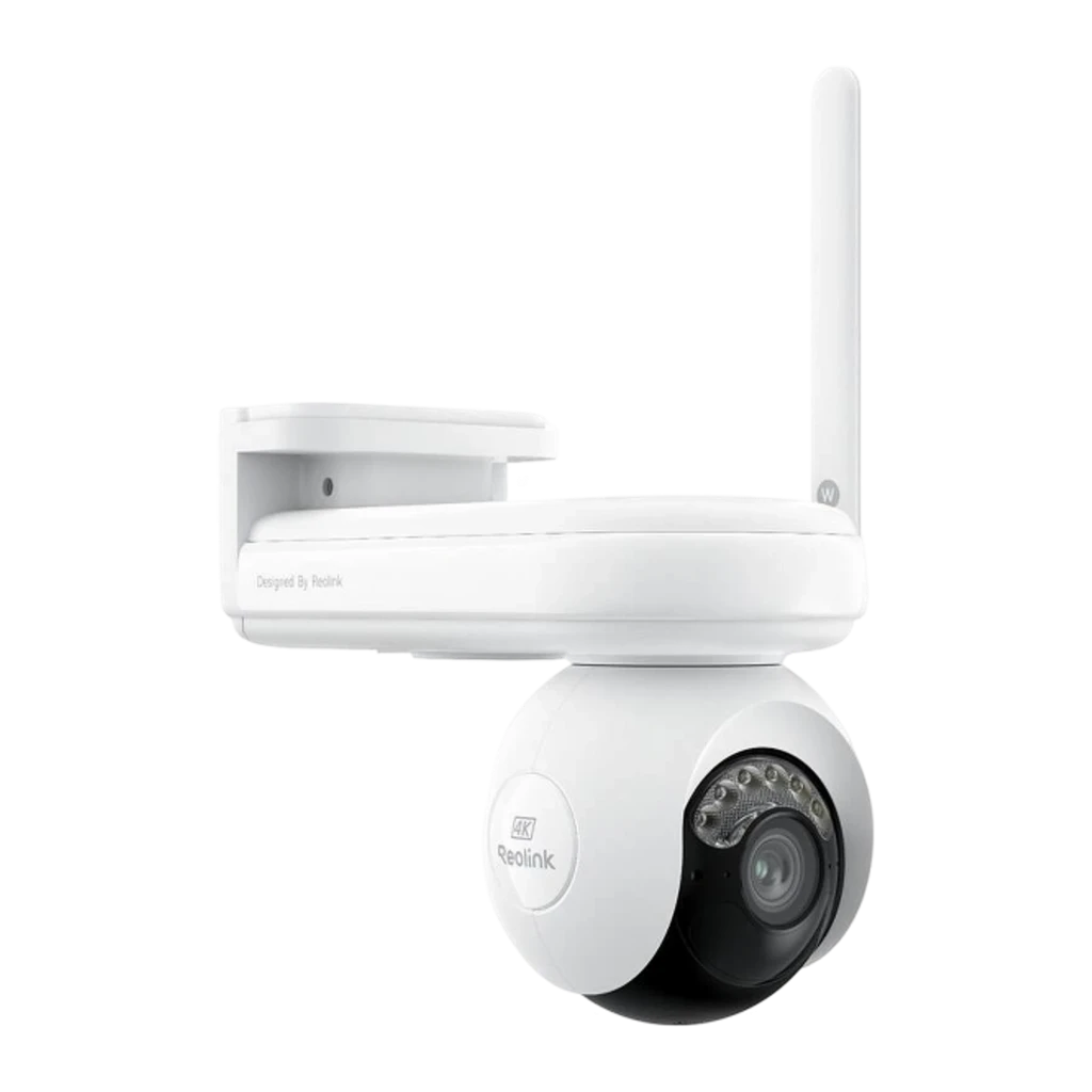 Reolink Altas B660 512GB ColorX avec panneau solaire, vue avant: caméra PTZ blanche avec module caméra et panneau solaire - Ítem3