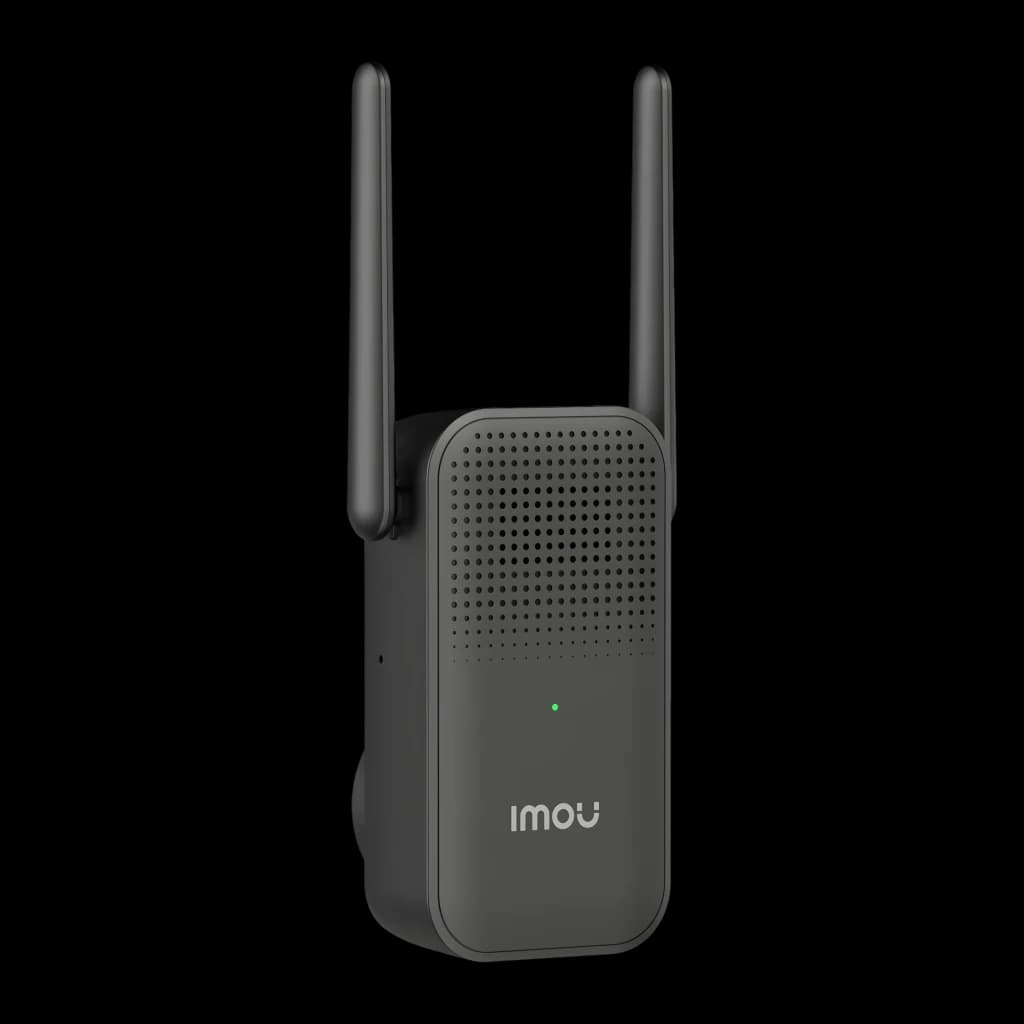 Imou 2S Video Doorbell Kit 512GB Noir, vue avant: carillon sans fil avec deux antennes, grille de haut-parleur et LED verte