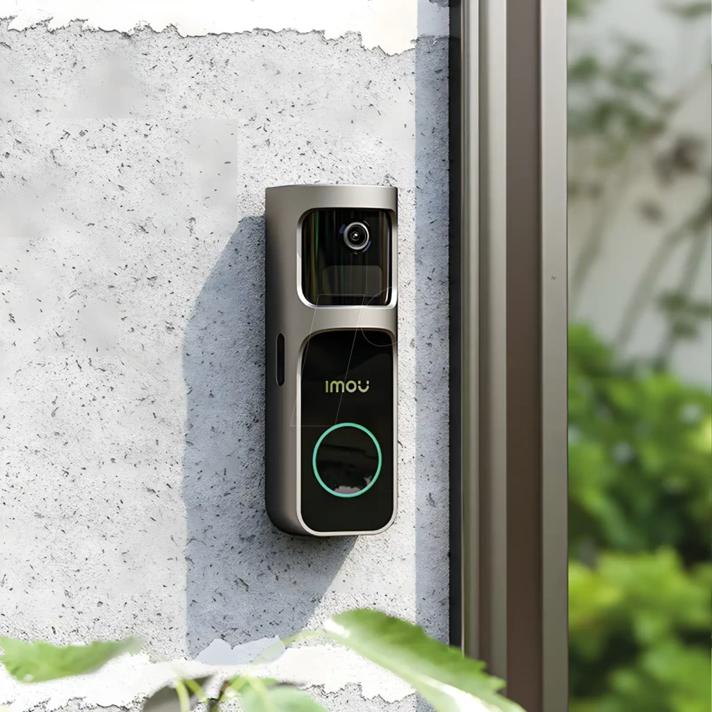 Imou 2S Video Doorbell Kit 512GB Noir, vue avant: sonnette avec caméra et bouton vert à côté du carillon sans fil - Ítem7