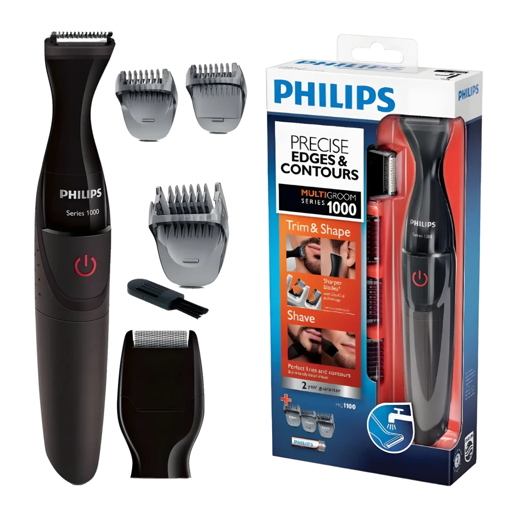 Philips Perfilador MG1100/16 MULTIGROOM Series 1000 preto, conteúdo: perfilador, 3 pentes, cabeça barbeador, pilha AA e - Item4